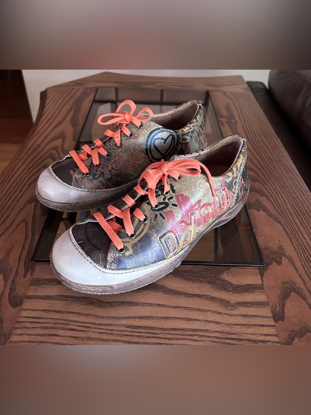 Portofino wearable graffiti art DY leather shoes